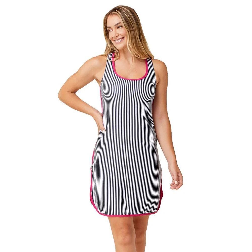 NWT Krimson Klover Kai Dress XL Indigo Stripe UPF 50+ Swim Cover Up Sport Resort